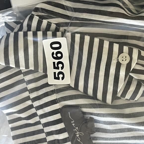 Greysn Top Womens Small Striped Blouse Button Front Puff Sleeve Lagenlook Artsy - Picture 14 of 14